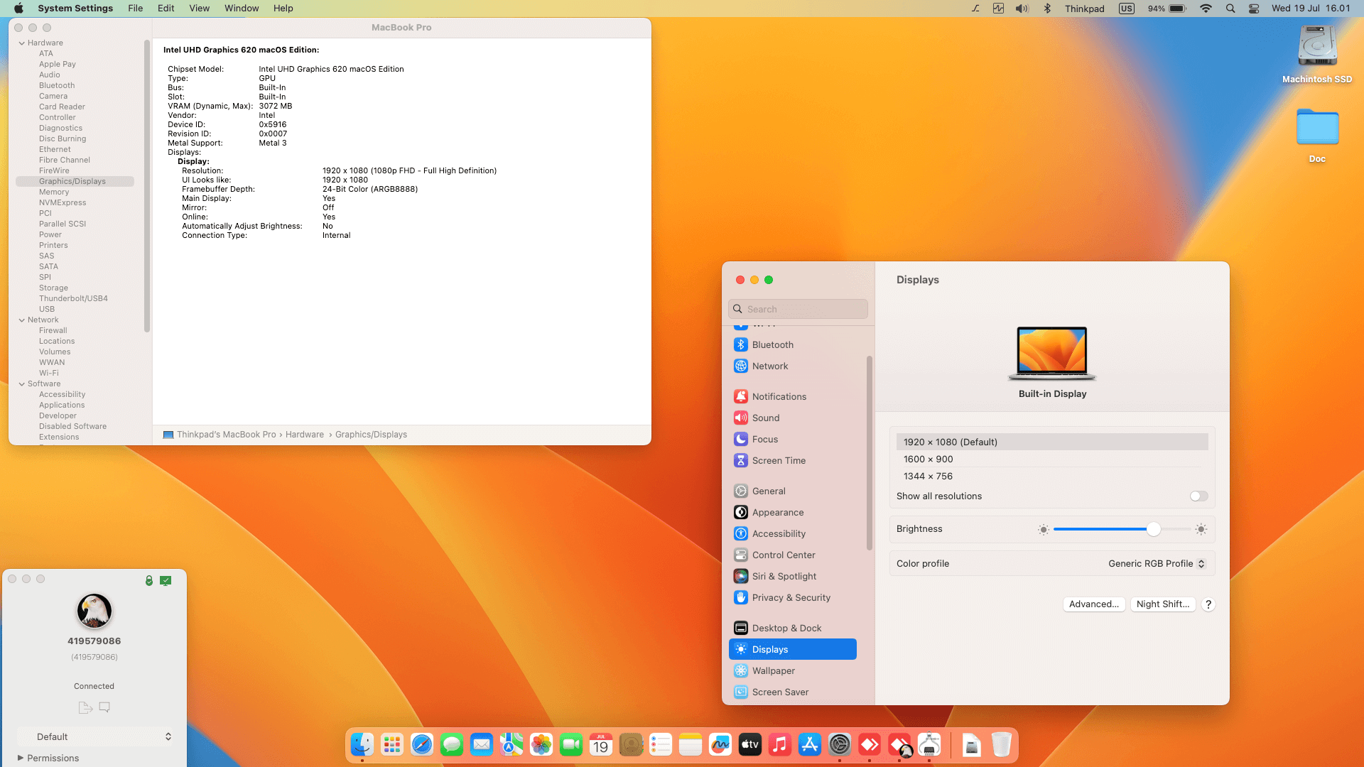 Lenovo Thinkpad T480 2nd [KabyLake R   Intel UHD 620 + PS2 SMBUS]   OpenCore 1